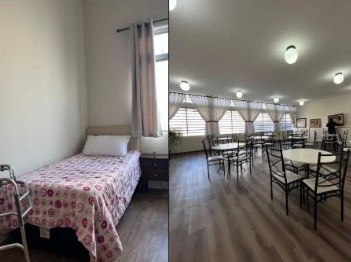 Ambientes da casa de repouso na Zona Norte de São Paulo